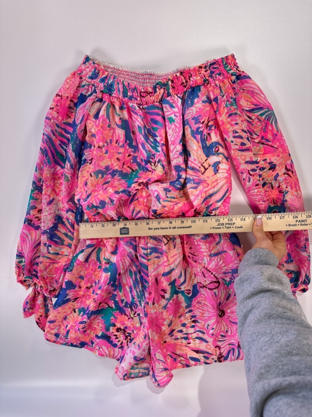 Lilly Pulitzer Women’s Romper Off Shoulder Silk Metallic Myri XS - Picture 10 of 13